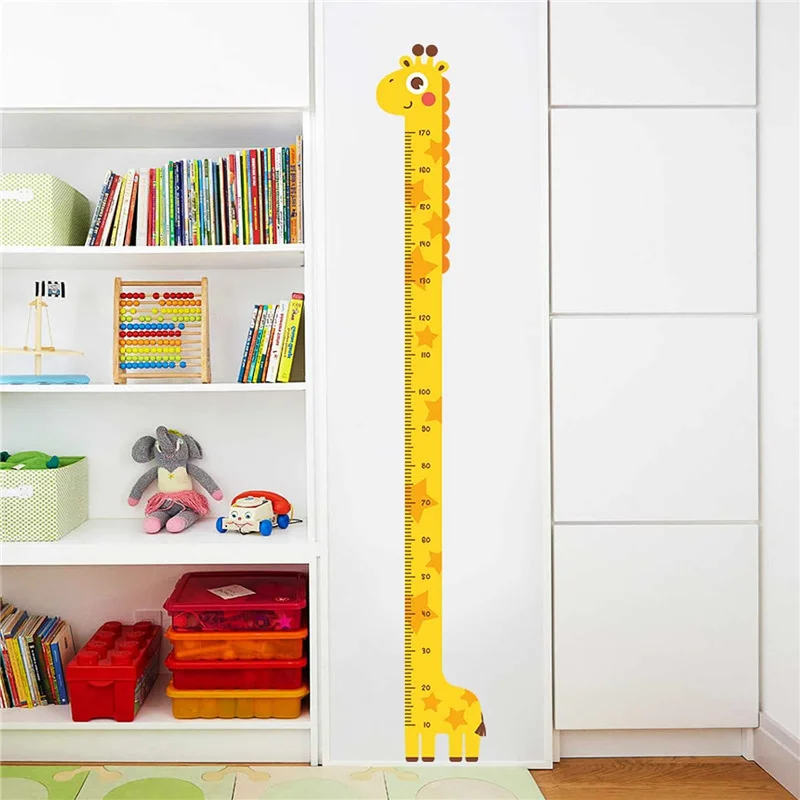 Giraffe Kids Height Measurement Growth Chart Wall Stickers Cartoon Animal Height Measure Wallpaper For Baby Room Decals