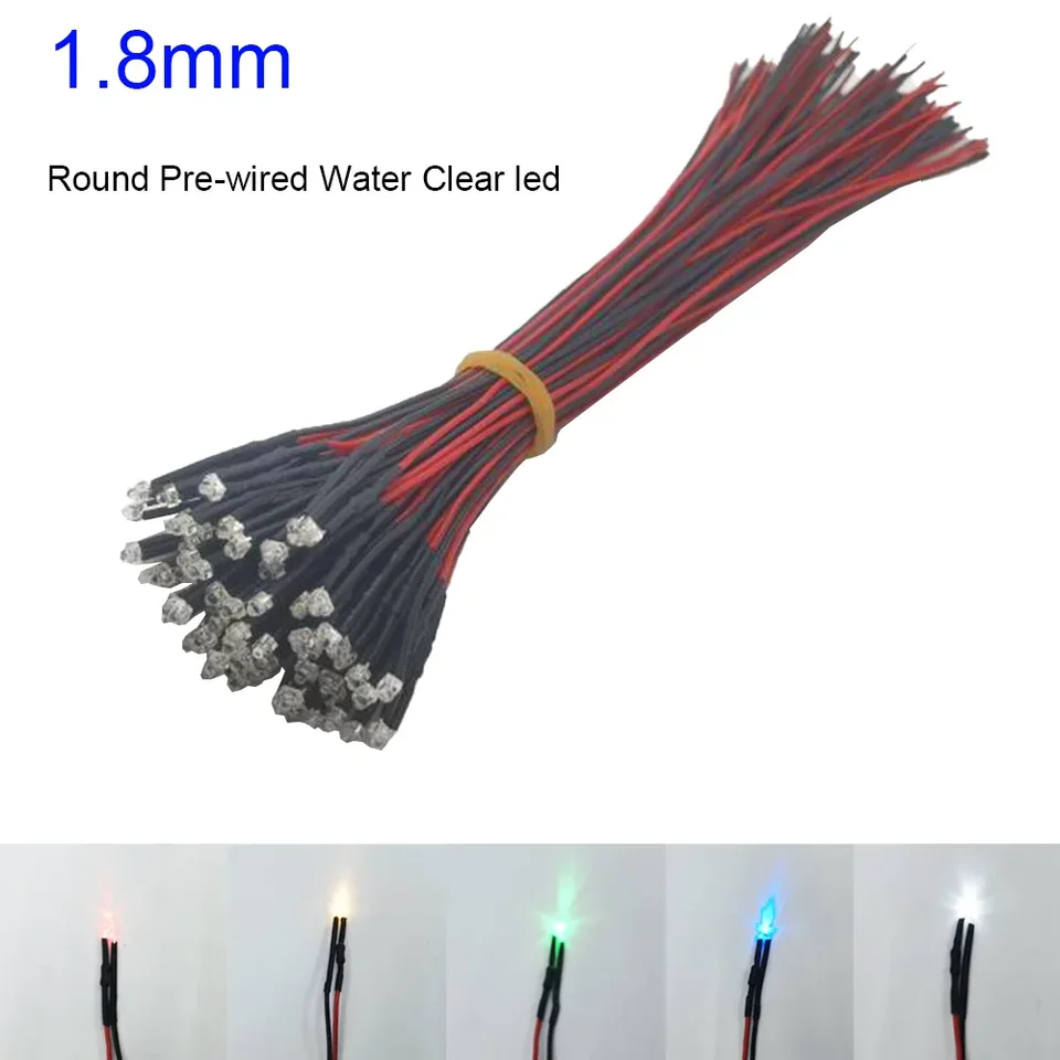 1.8mm Pre-Wired LED Lights - 6V/12V/24V In Red, Yellow, Blue, Green, Warm White