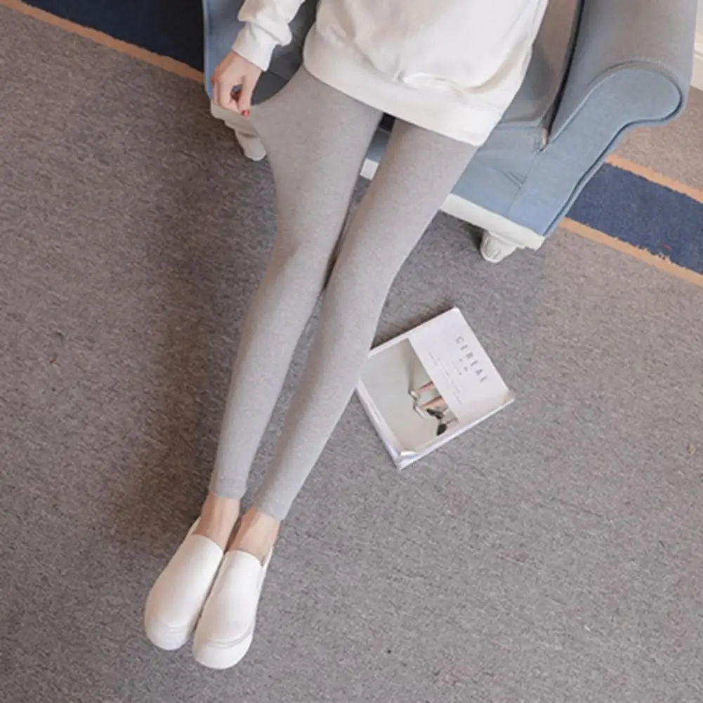 Leggings Stylish Solid Color High Waist Pregnancy Leggings Trousers Solid Color Comfortable Pants