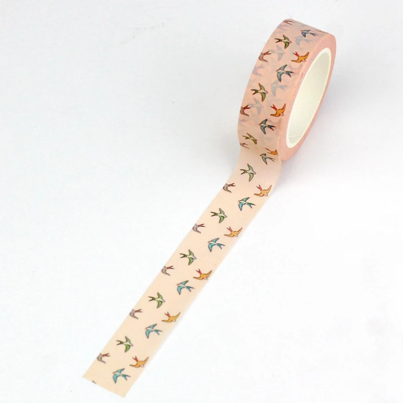 2023 NEW 1PC 10M Decorative Neutral Beige Swallow Paper Washi Tape for Planner Adhesive Masking Tape Cute Stationery 3