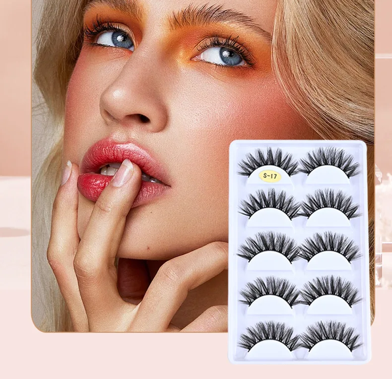 

Five pairs of cross-border 3D fake eyelashes are soft, dense, multi-layer, three-dimensional curling and realistic eyelashes