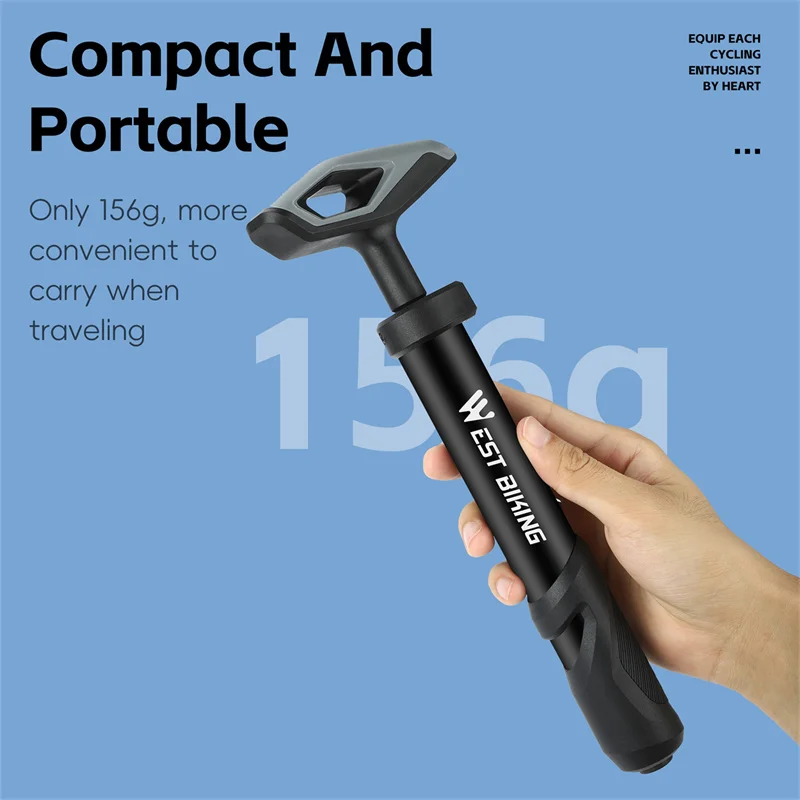 Air Pump WEST BIKING Portable Pump 40PSI Max Pressure for Basketball Football Swimming Ring Inflation Needle Ergonomic Handlebar Pump