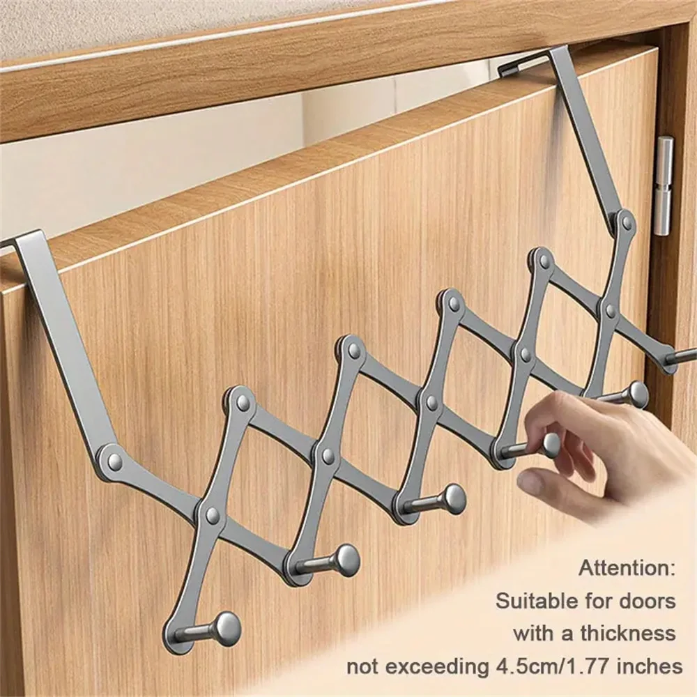 1pc Metal Door Back Foldable Wall Mounted Clothes Storage Hook-Holeless Telescopic Hook Suitable for Bedroom storage hook door hook