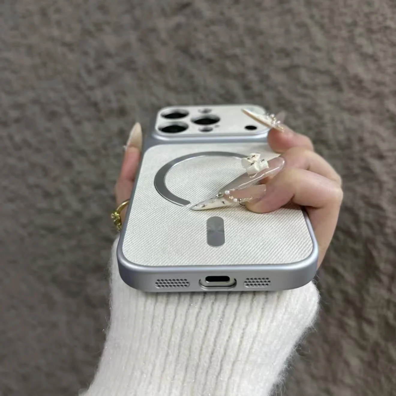 Magnetic Matte Shockproof Retro Denim Wireless Charging Case