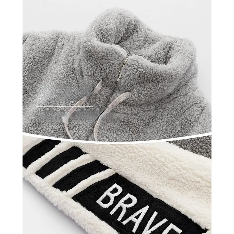 2023 new Autumn and Winter Loungewear Coral Velvet Pajamas Men's Thickened Plush sleepwear Warm Zipper Set Casual Homewear