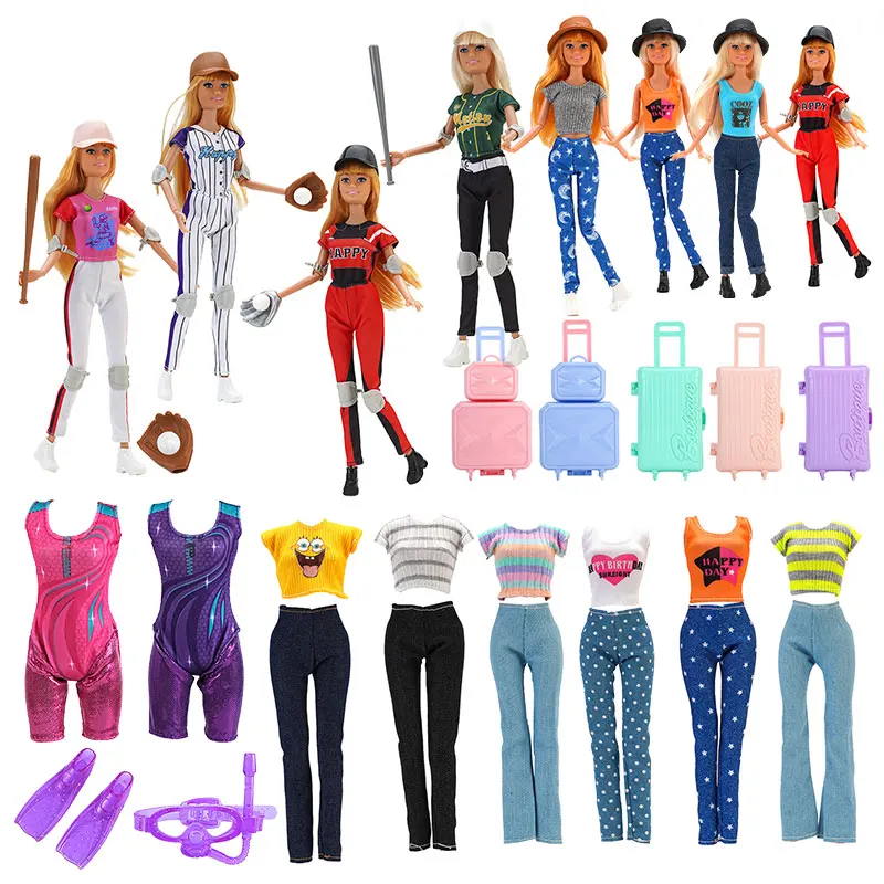 Doll Clothes Doll Accessories Toys Doll Accessories 25 Styles Clothes for Barbie and Original Accessories Outfits Fashion Baseball Uniforms Shirts Pants Suitcase DIY Accessories JJ