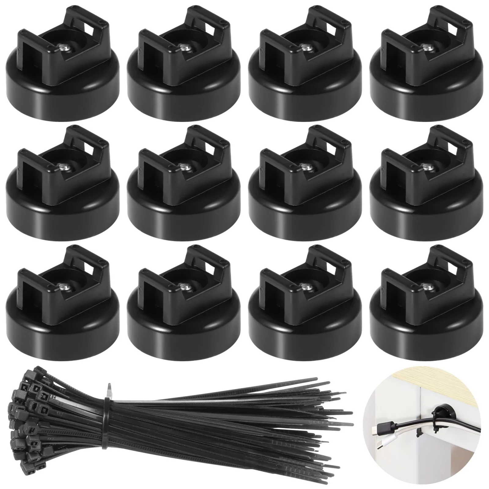 50Pcs Magnetic Cable Zip Tie Mounts Magnets Magnetic Cable Holder For Management Wire Management Bases Wire Clips