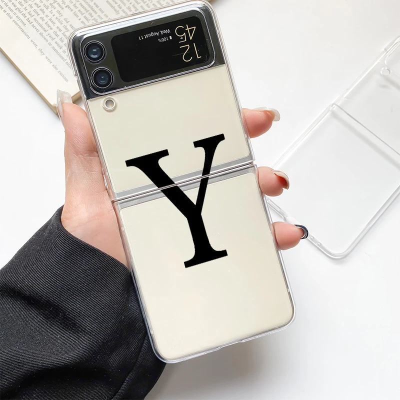 Chic Alphabet Design Clear Hard Phone Case for Samsung Galaxy Z Flip