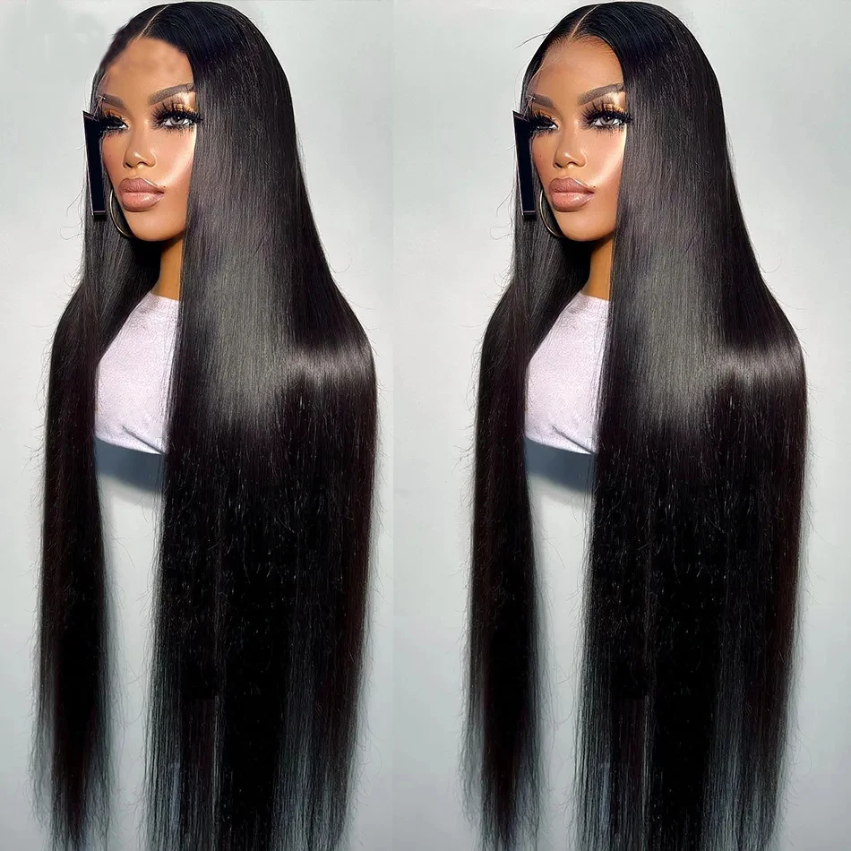 

Pre Plucked Silky Straight Natural Black Synthetic Hair Lace Wigs Hd Transparent 13x3 Lace Frontal Wig For Women Heat Resistant