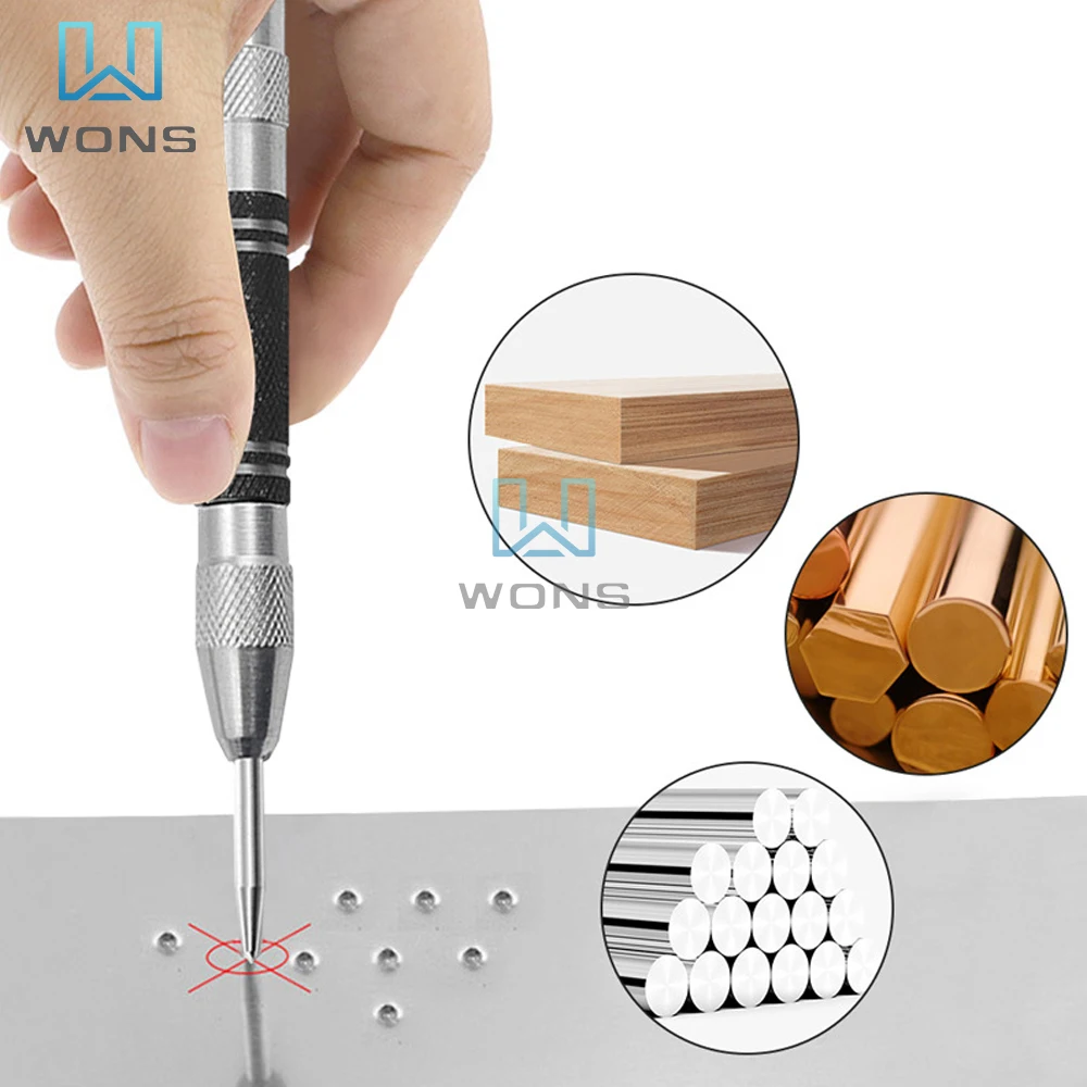 

Metal Glass Hole Starting Marking Adjustable Impact Puncher 5 Inch Spring Loaded Automatic Center Punch Holes Center Punch Tools
