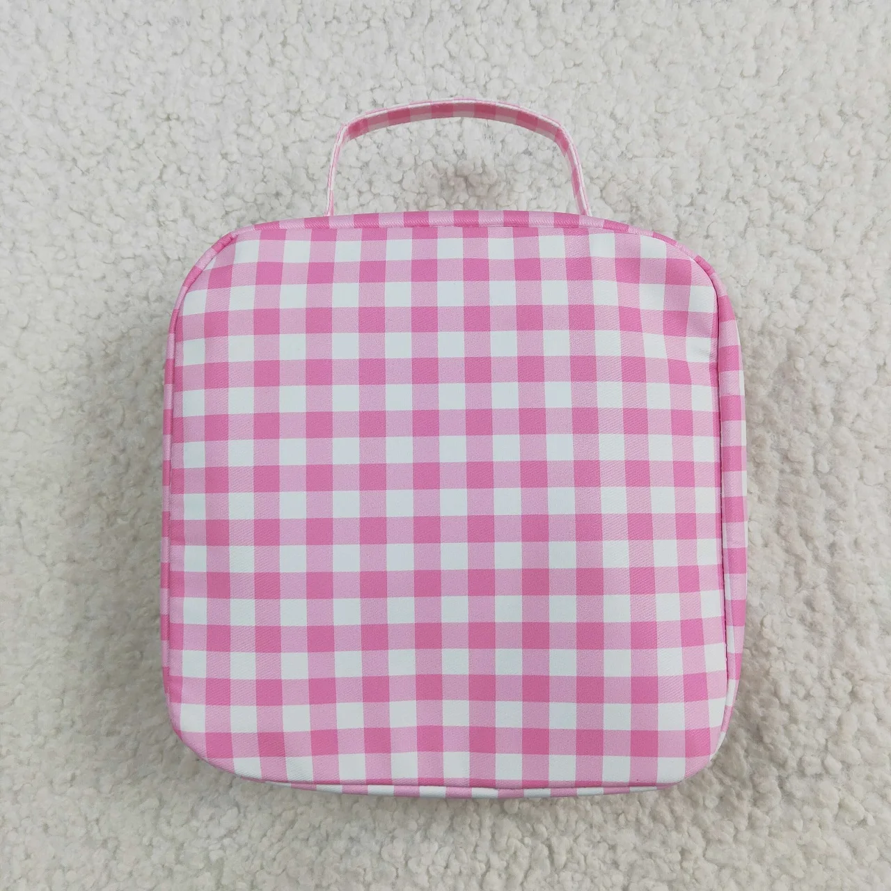 Wholesale Children Back To School Baby Girl Ruffle Lunch Box Travel Daypack Todder Pink Checked Outdoor Portable Kids Zipper Bag 3