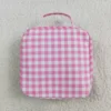 Wholesale Children Back To School Baby Girl Ruffle Lunch Box Travel Daypack Todder Pink Checked Outdoor Portable Kids Zipper Bag 3