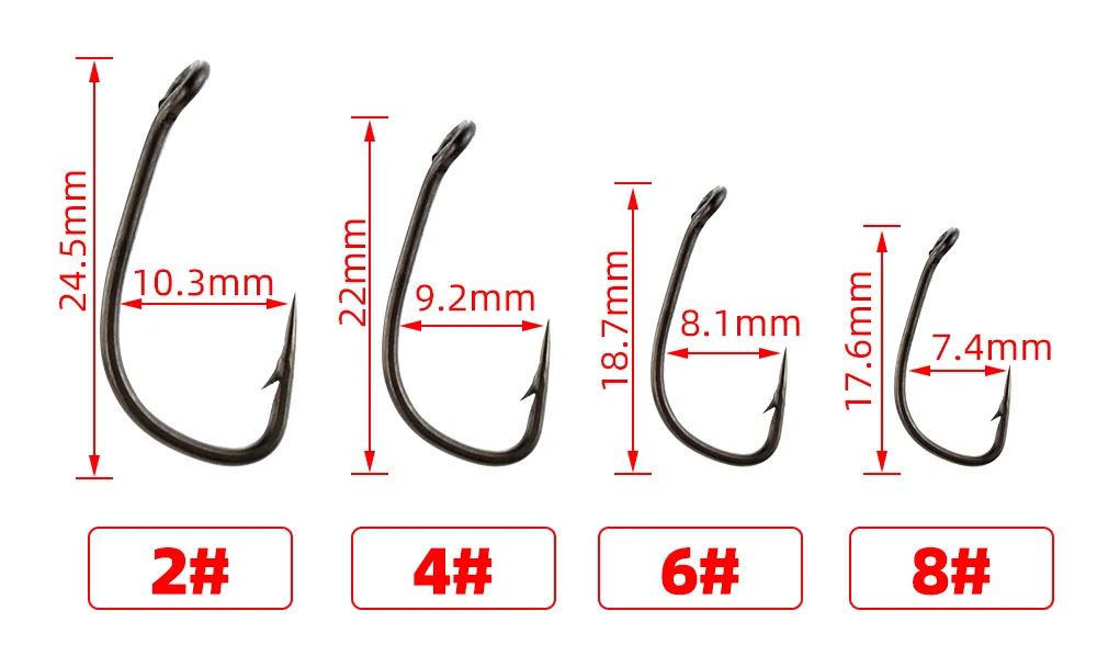 15 stücke PTFE Beschichtet High Carbon Stahl Stacheldraht Angelhaken Mit Auge Karpfen Angeln Zubehör X702 – Detail 3