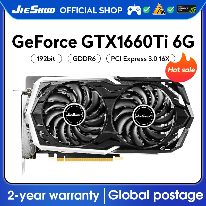 JIESHUO NVIDIA GTX 1660TI 6 ГБ игровой графический процессор GPU GDDR6 192bit gtx1660 ti 6g на ПК настольное видео офисный дизайн 1660 ti gtx