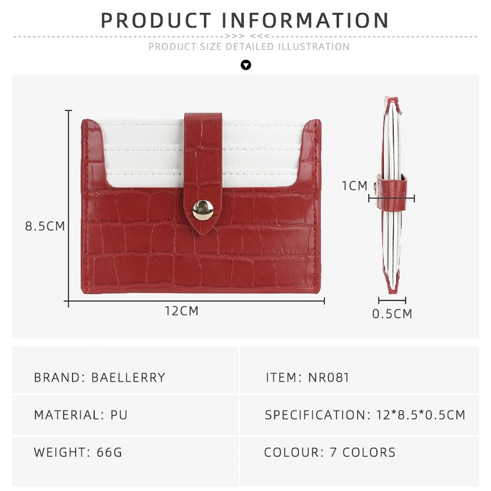 Cute Candy Color Card Wallet - Baellerry Pu Leather Mini Organizer with 3 Slots