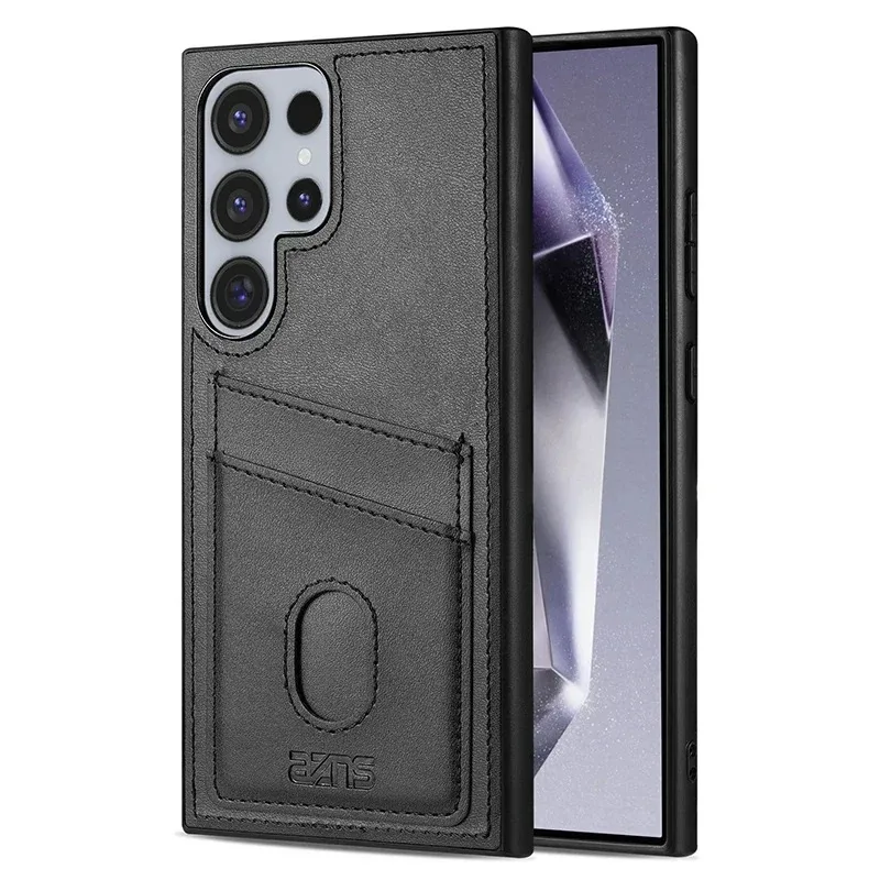 Retro PU Leather Wallet Card Slot Phone Case with Soft Silicon Shockproof Cover