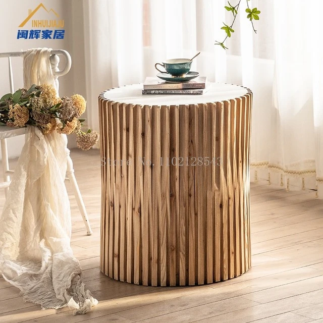 Mesas Retro De Madera Maciza Para Dormitorio, Mesa Auxiliar Pequeña Redonda  De Centro Para Balcón, Apartamento Pequeño - Mesas De Café - AliExpress