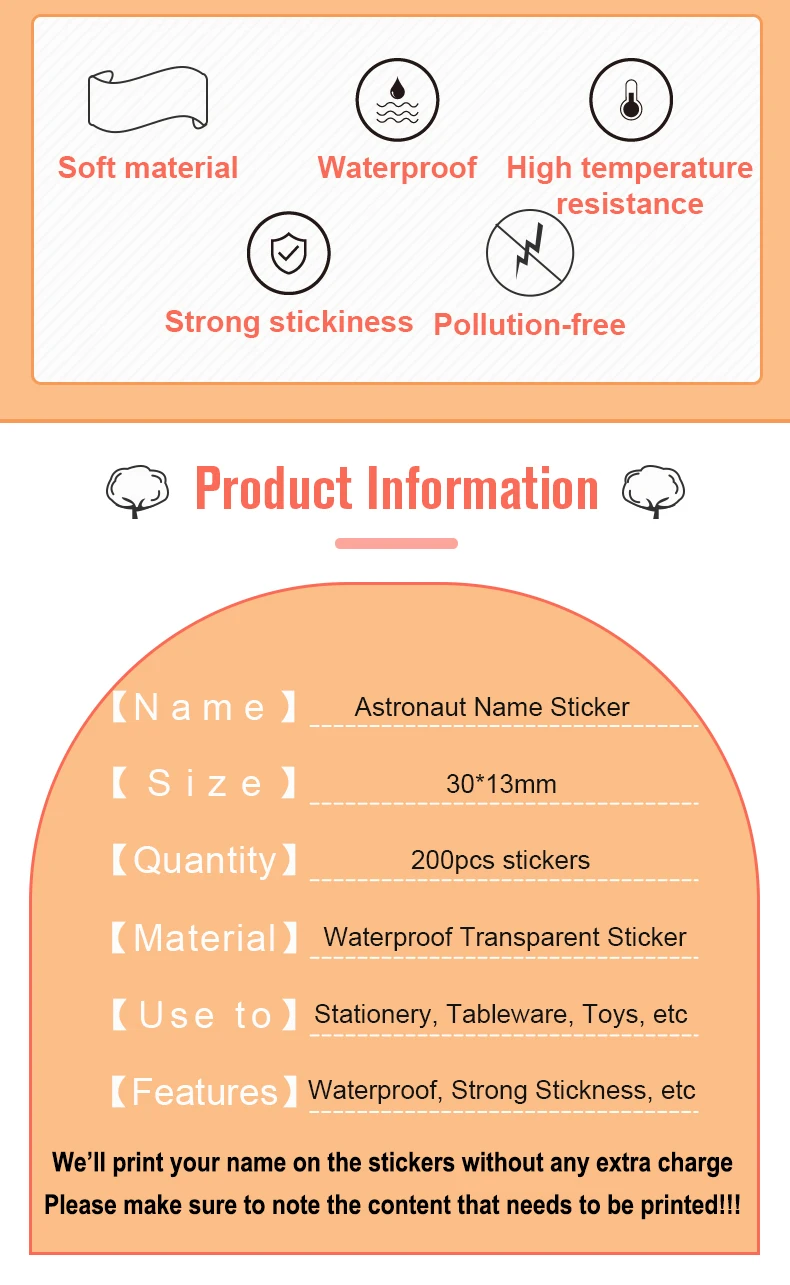 200pcs Custom Transparent Name Sticker Waterproof Labels In Hebrew Personalized First Name Tag for Kids Children Stationery