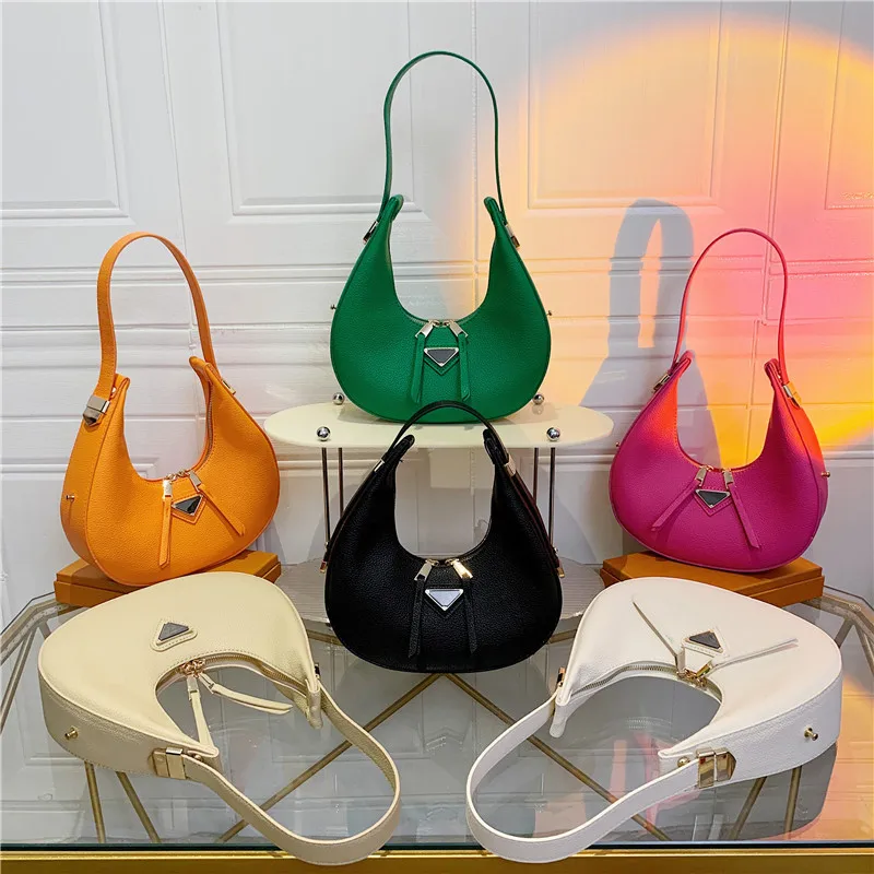

Popular women's bag retro fashion hand-held bag texture lychee pattern crescent bag simple armpit order Shoulder cross-body bag
