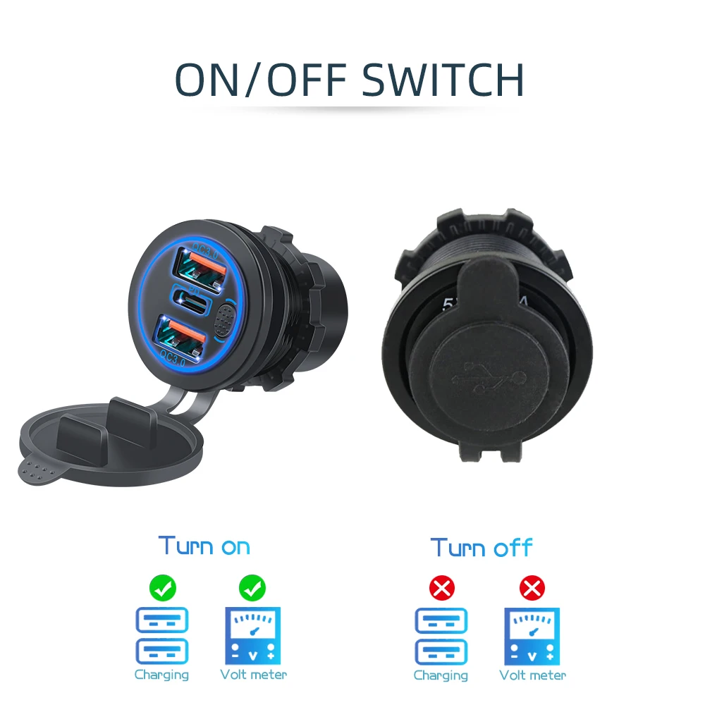  QC 3.0 USB  PD CŸ Ʈ  ڵ , ġ ġ , ڵ Ʈ ؾ RV , 68W, 12-24V