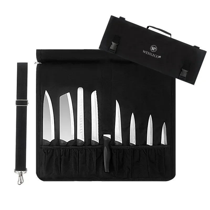 Portable Oxford Cloth Outdoor Cooking Professional Chef Kitchen Knife Fork Folding Storage Pockets Roll Tools Bag Carry Case