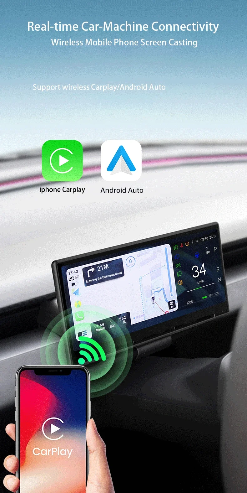 For Tesla Model 3 Highland&Y Juniper 8.9'' Smart Dahsboard Wireless Carplay Scre