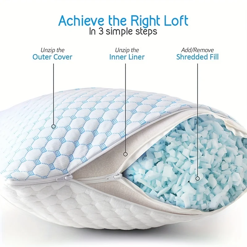 Memory Foam Bed Pillow Bed Pillow For Sleeping Breathable Pillow With Washable Removable Bed Pillow Cover Pillow 51x76cm 2