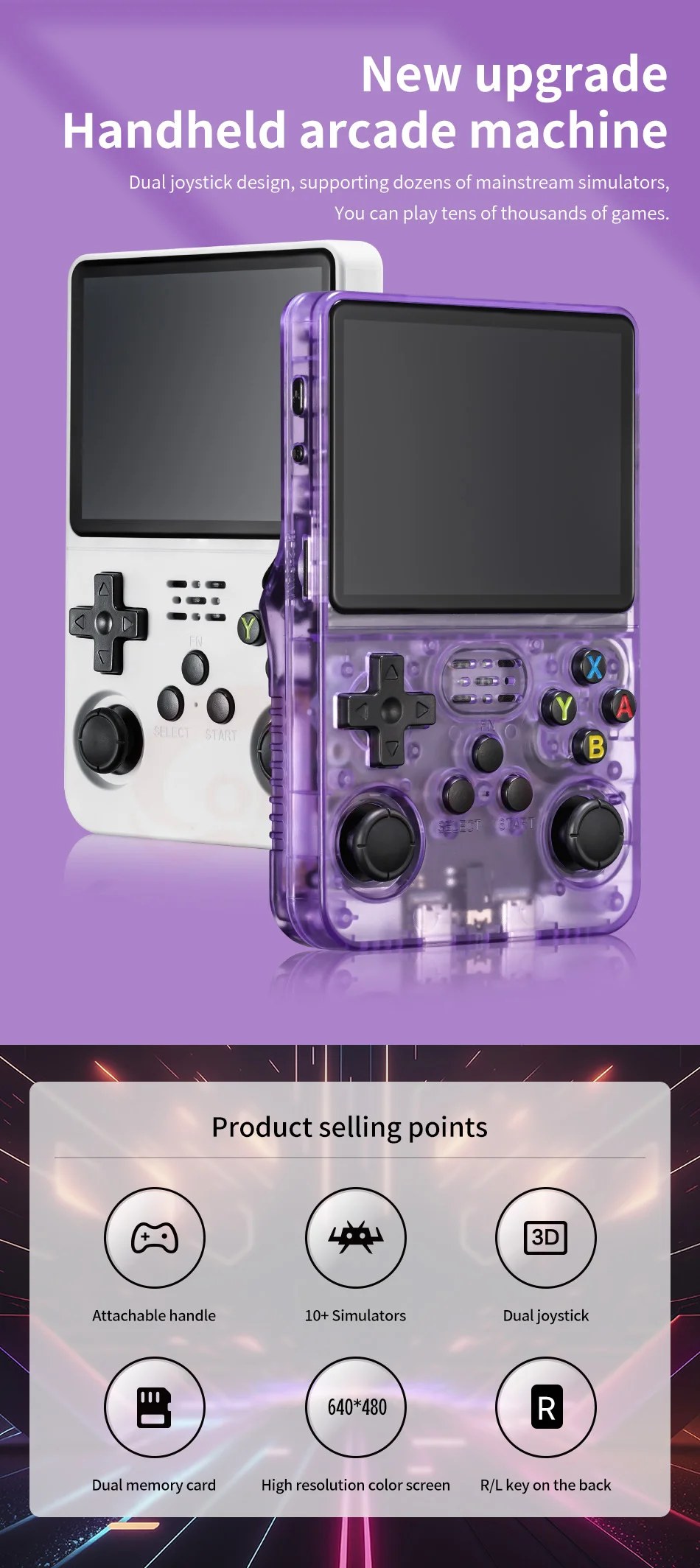 Portable R36S Retro Handheld Video Game Console 3.5 Inch IPS HD Color Screen Po