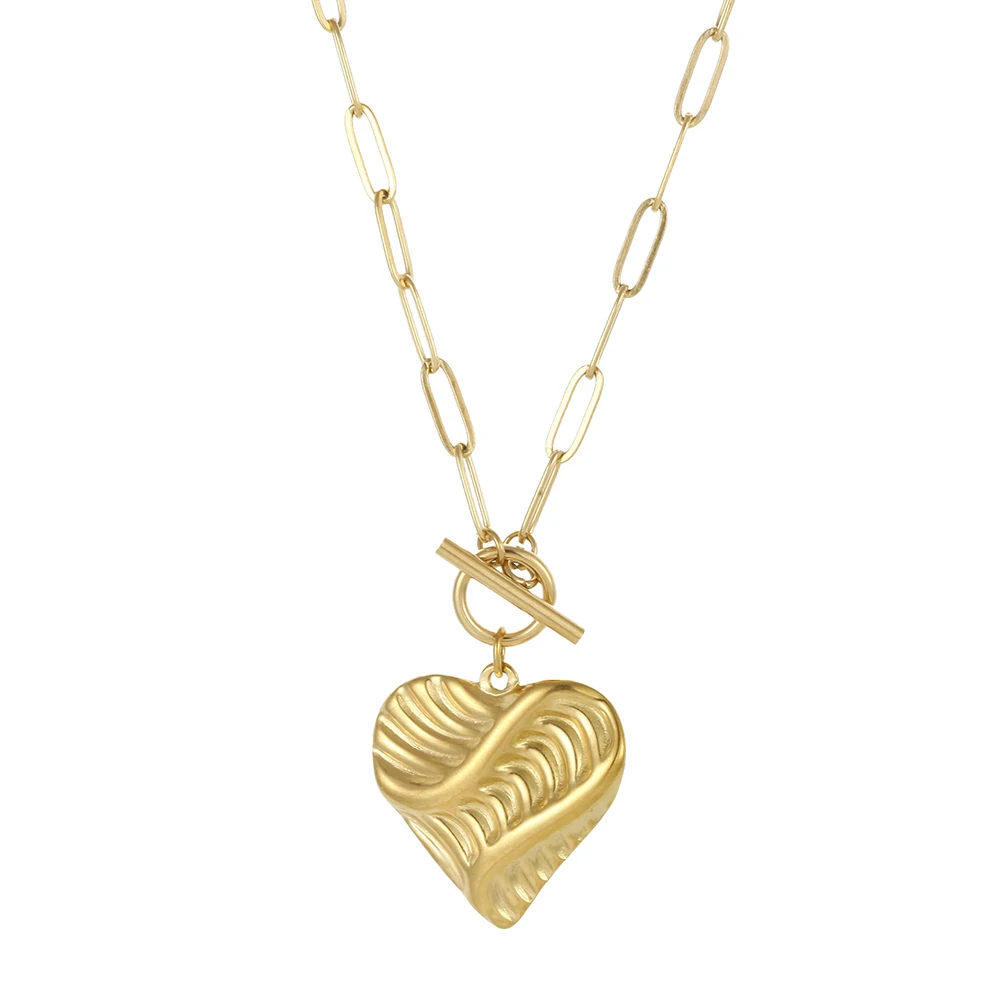 Einfache, modische, herzförmige Anhänger-Halskette aus Edelstahl, Design-Charms, goldene Kreuzkette, Damenschmuck, Thanksgiving-Geschenk – Detail 4