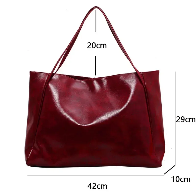 Women Tote Bag Fashion Underarm Pouch Large Capacity Soft Pu Leather Shoulder Bag Retro Crossbody Bag Casual Portable BucketBags - 6