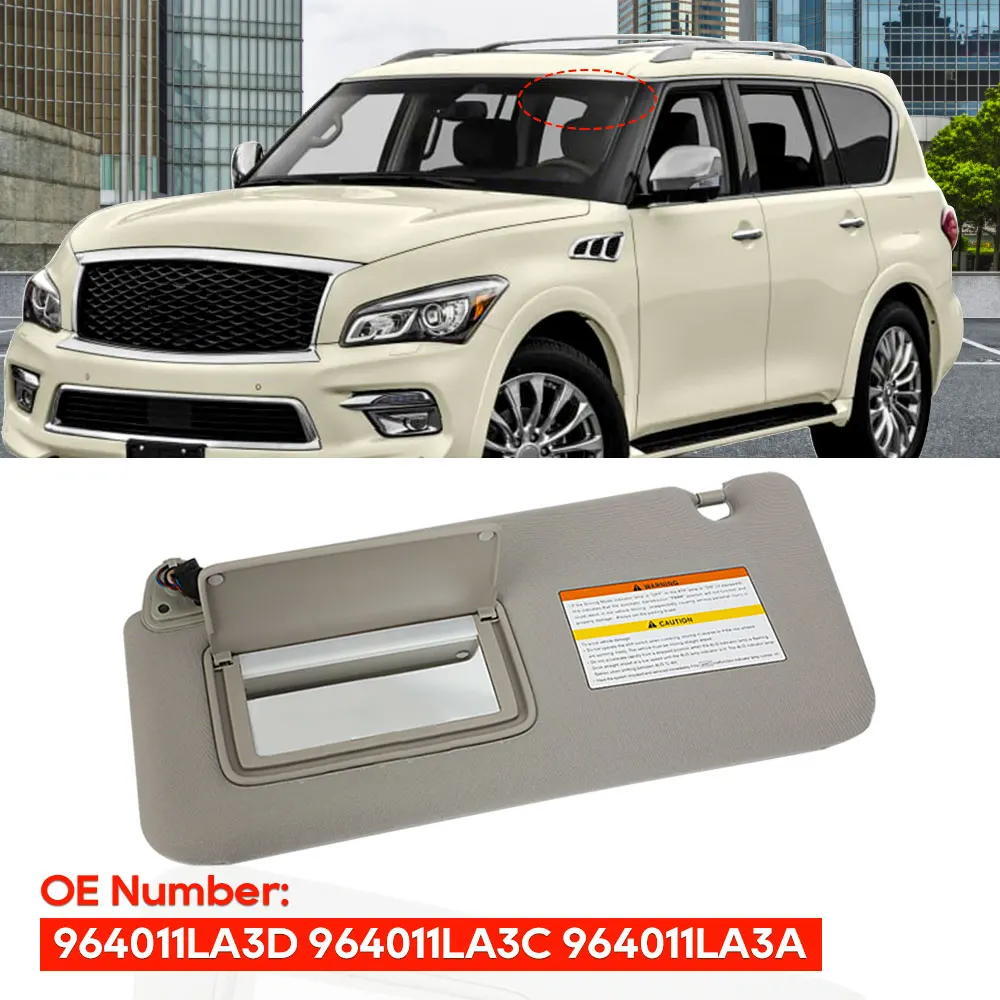 자동차 선바이저 쉐이드 선바이저, 인피니티 QX56 QX80 2011-2016 용 차양, 왼쪽 드라이브 그레이 프론트 썬 실드, 96401-1LA3D 964011LA3D