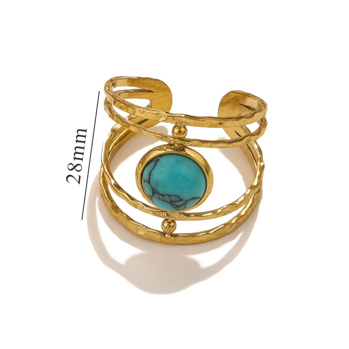 Turquoise Irregular Adjustable Rings - Trendy Fashion Jewelry