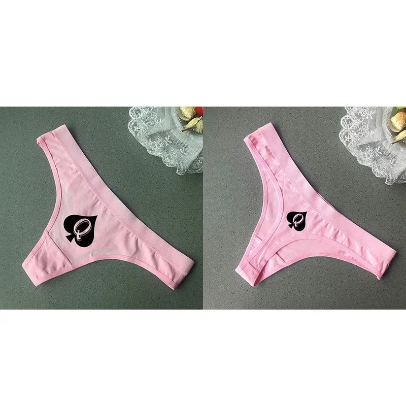 ملابس داخلية نسائية ثونج جي سترينج ملابس داخلية بوكر Q Qos مطبوعة سراويل داخلية مريحة من القطن مثير للسيدات مقاسات كبيرة | اللون: D162-PK; مقاس: XL; قِطَع: 1pc