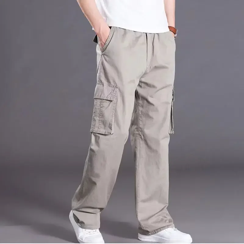 Spring and autumn men loose big size XL straight pants oversize elastic waist casual pants 6XL 5XL 4XL 3XL