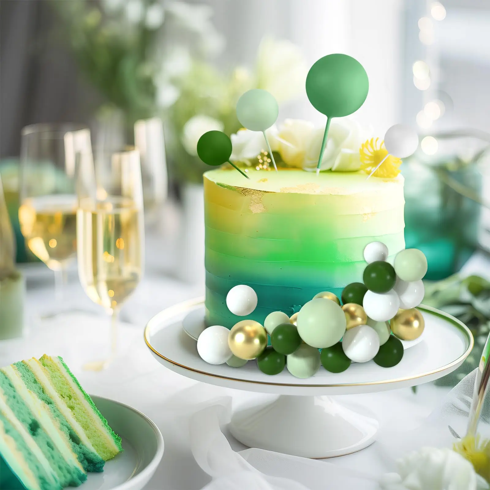 Décoration De Gâteau,RS2.5CM--Décoration De Gâteau Arc En Ciel, Perles De Souhait Colorées