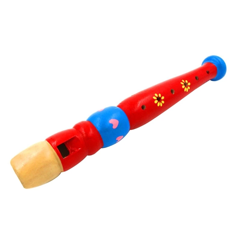 Wooden Short Flute for Kids Woodwind Musical Instrument Early Education Music Sound 6-Holes Recorder Wooden Flute
