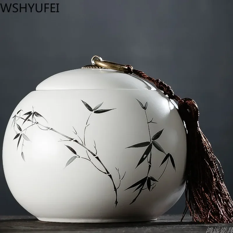 Large Capacity Ceramic Tea Caddy Portable Sealed Travel Tea Jar Candy Coffee Storage Spice Container Boxes Storage Tank tea tin box,tea canister