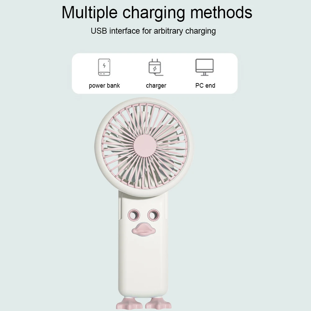 USB 충전 소형 개인 선풍기 휴대용 미스트 선풍기, 접이식 데스크탑 선풍기, 귀여운 오리, 야외 여행용 저소음, 3 단