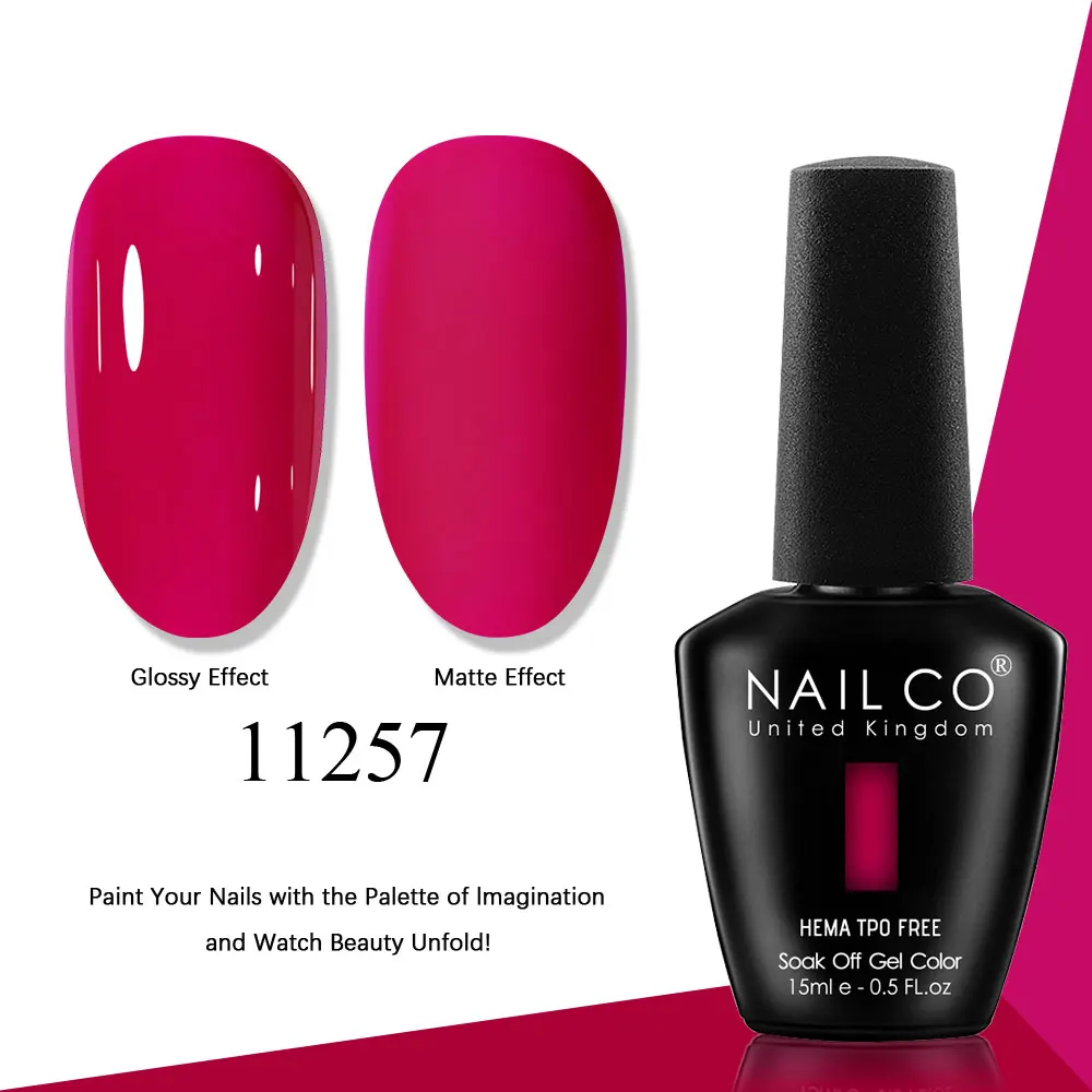 NAILCO Gel Nail Polish Pink Collection - 15ml Glitter & Nude UV LED Gel Varnish Set