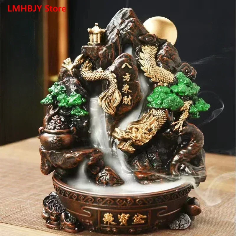 

LMHBJY Creative Resin Zen Backflow Incense Burner Living Room Foyer Decoration Old Mountain Incense Burner Home Decoration