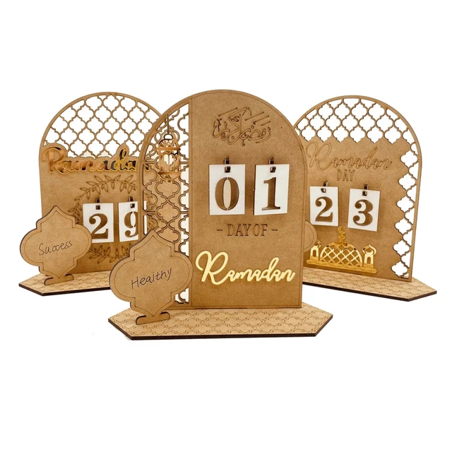 Ramadan Countdown-Kalender Eid Mubarak Holz Ornament 2023 Ramadan