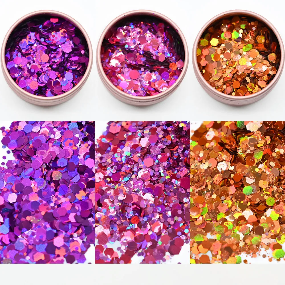 1Box Twinkle Mermaid Stars Decals Nail Glitter Holographic Mix-Shaped  Chunky Flakes DIY Manicure Decorations Loose