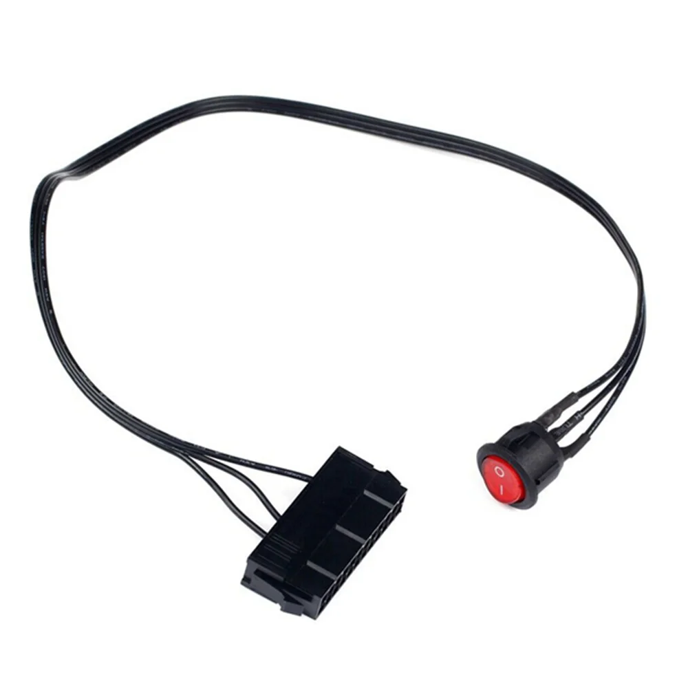 PC 전원 공급 장치 테스터 시동 점퍼, ON/OFF 스위치, 구리 주석 와이어, 24 핀 암 ATX PSU 케이블, 50cm, 2 개