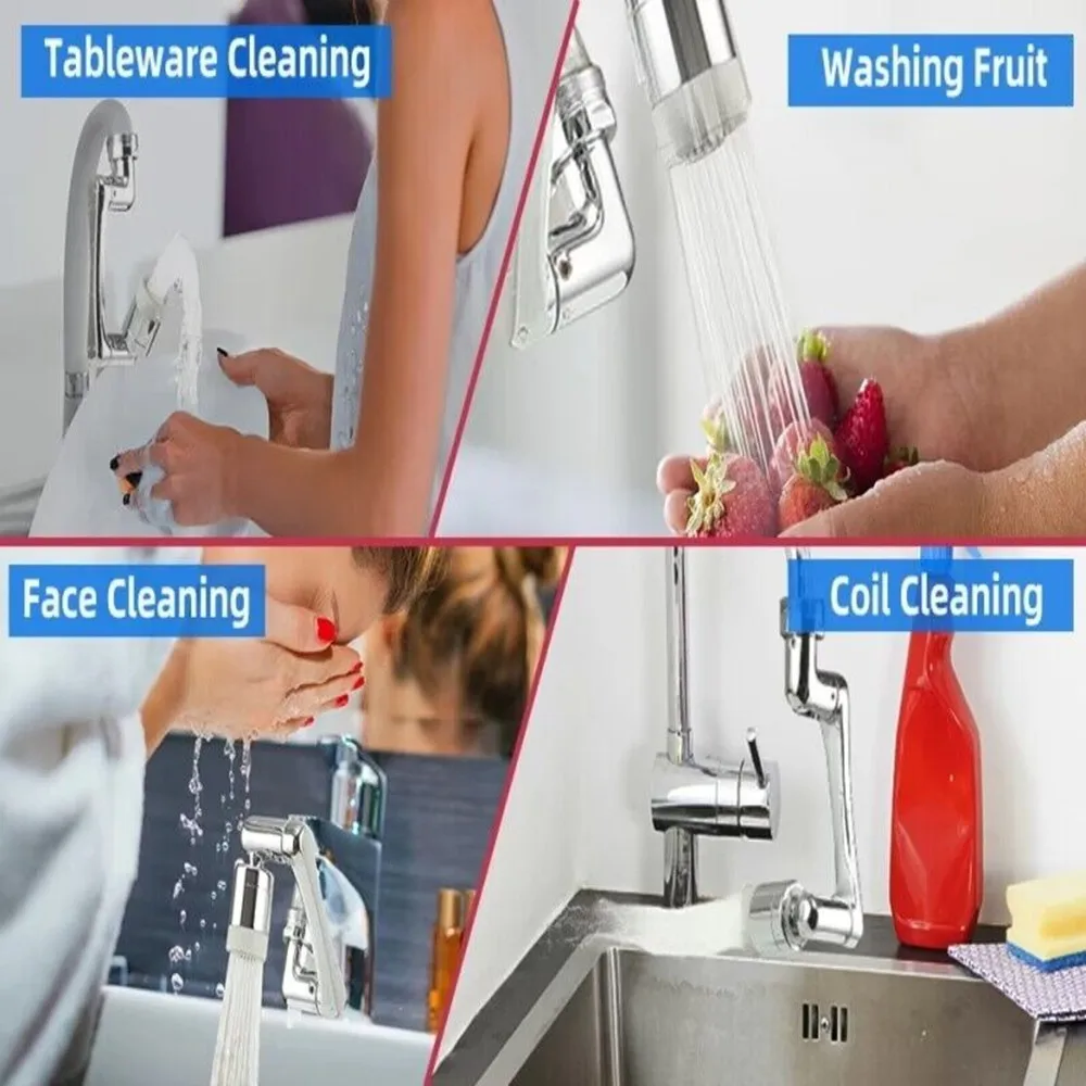 Faucet Sprayer Head 1080&deg; Universal Rotation For Washbasin Faucet Extender Splash Bubbler Nozzle Kitchen Tap 22/24mm Adaptor