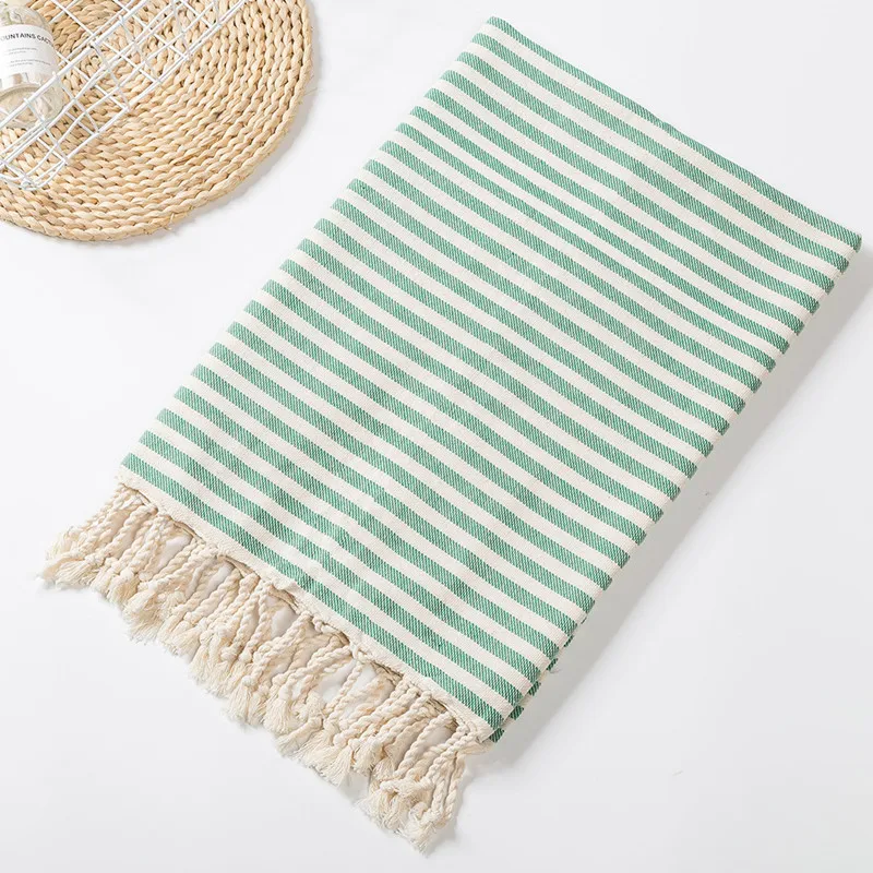 Cotton Turkish Beach Towel ,Sports Bath Towel with Tassels Holiday Towels Soft Absorbent Women Shawl Blanket Easy Care 100*180cm