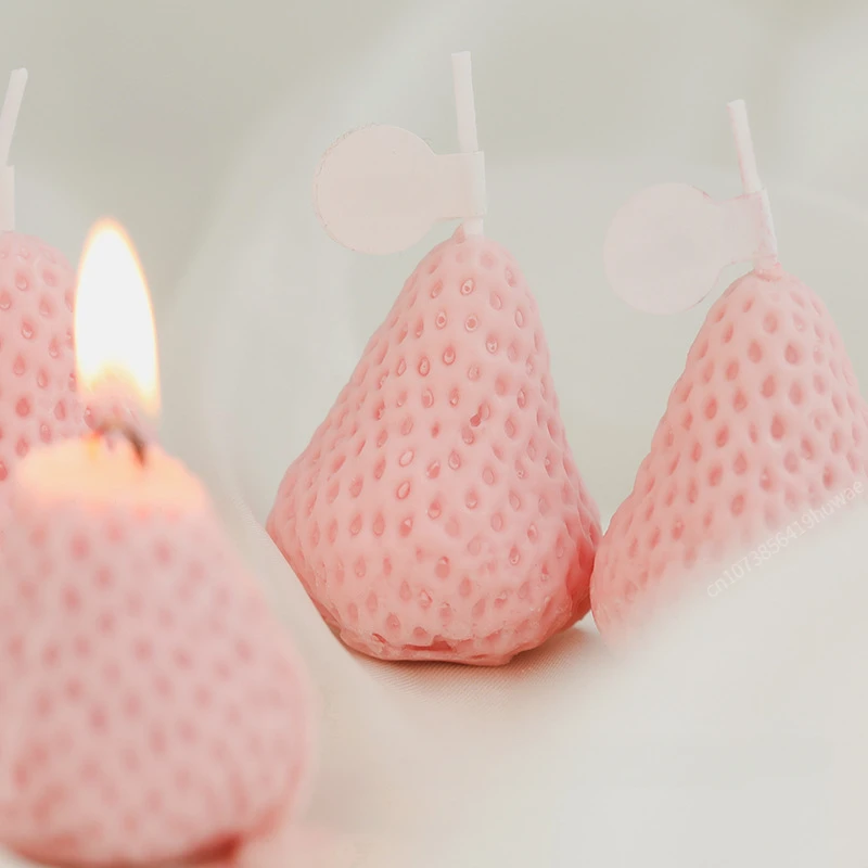 Sweet Strawberry Silicone Candle Mold for Handmade Soap Resin Epoxy Plaster Chocolate Party Decoration DIY Mould Gift Wax Making