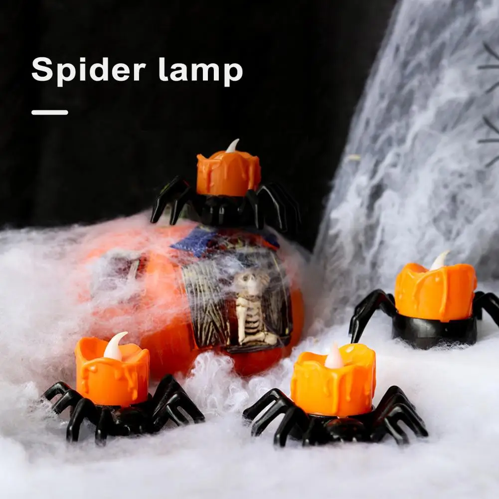 Halloween Candle Light Spooky Spider Tea Light Safe Flameless Led Candle for Halloween Party Decoration Halloween Themed Candle