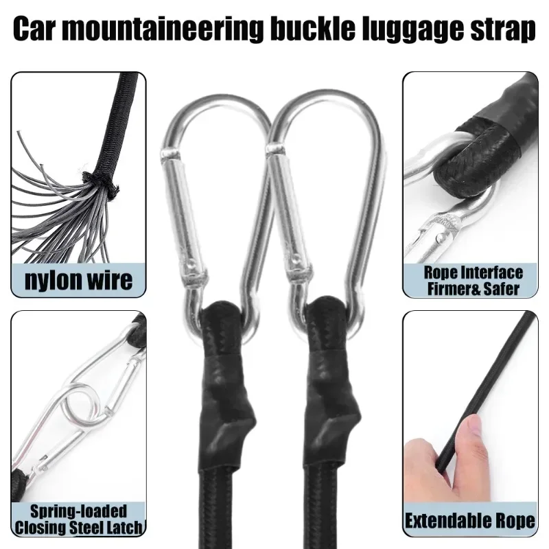 Car Buckles Luggage Straps Elastic Tie Strap Rope Buckles Hooks Kayak Cycling Luggages Packing Ropes Camping Accessories