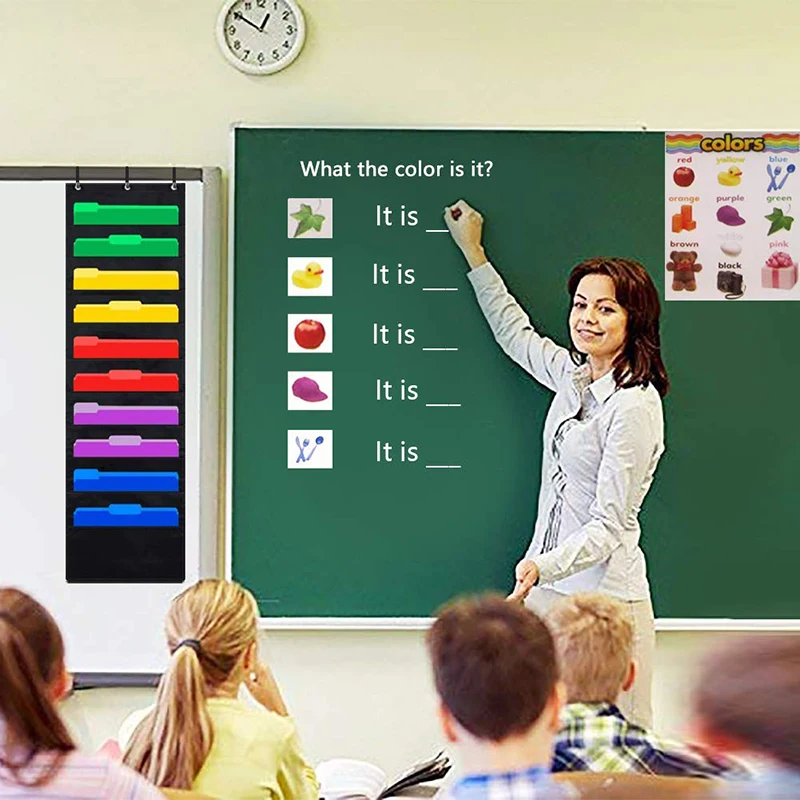 Description Picture 6 of itemHanging File Folder Organizer Over The Door Wall Mounted 10 Paper Storage Pockets Chart Home Office Classroom Organization