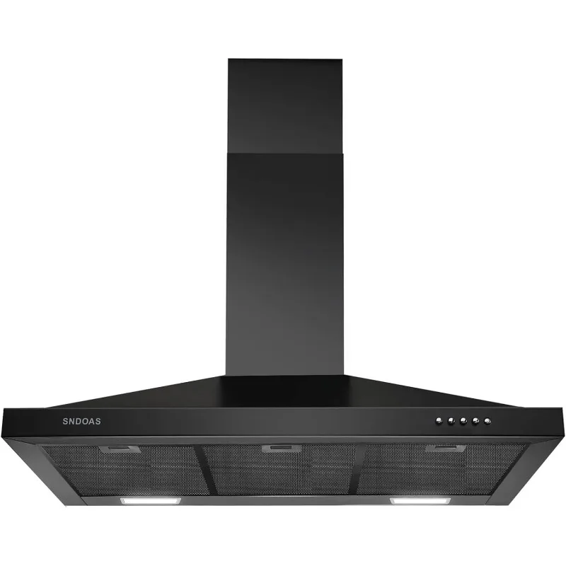 SNDOAS Black Range Hood 36 inches,Stainless Steel Wall Mount Range Hood Black,Kitchen Hood Vent with Ducted/Ductless Convertible 2